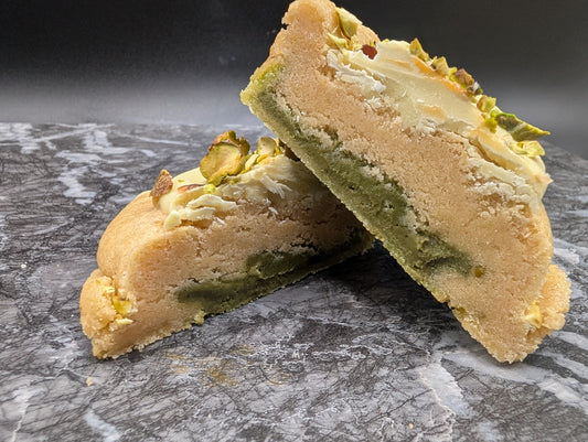 Gluten - Free Pistachio & White Chocolate Stuffed Cookie