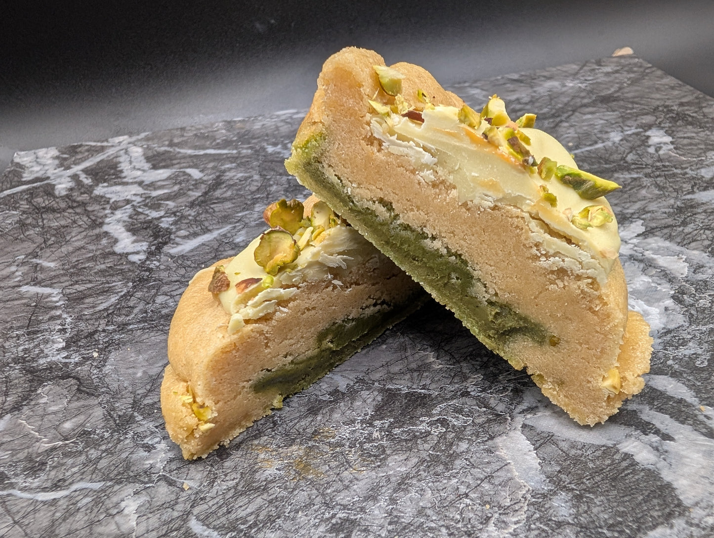 Gluten - Free Pistachio & White Chocolate Stuffed Cookie